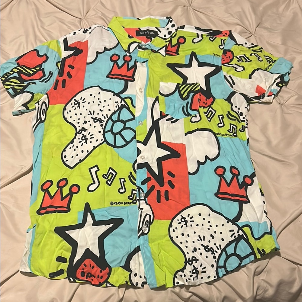 Reason brand Colorful mens Shirt with Graphic Print